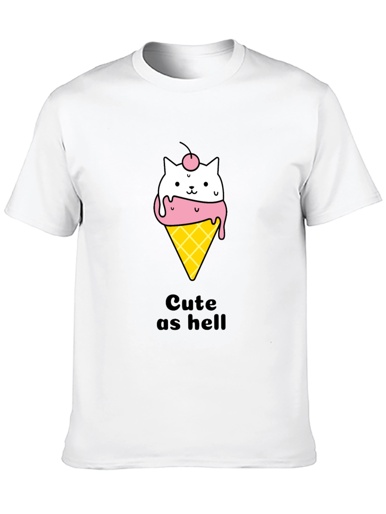 Black Cute Ice Cream Cat T-Shirt view 10