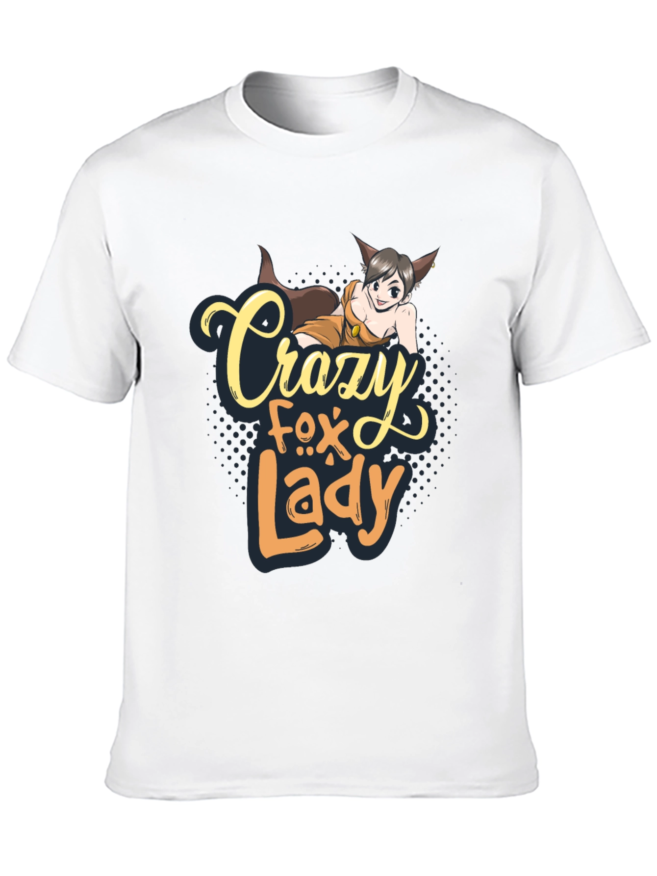 Black Crazy Fox Lady Graphic T-Shirt - Unisex view 10