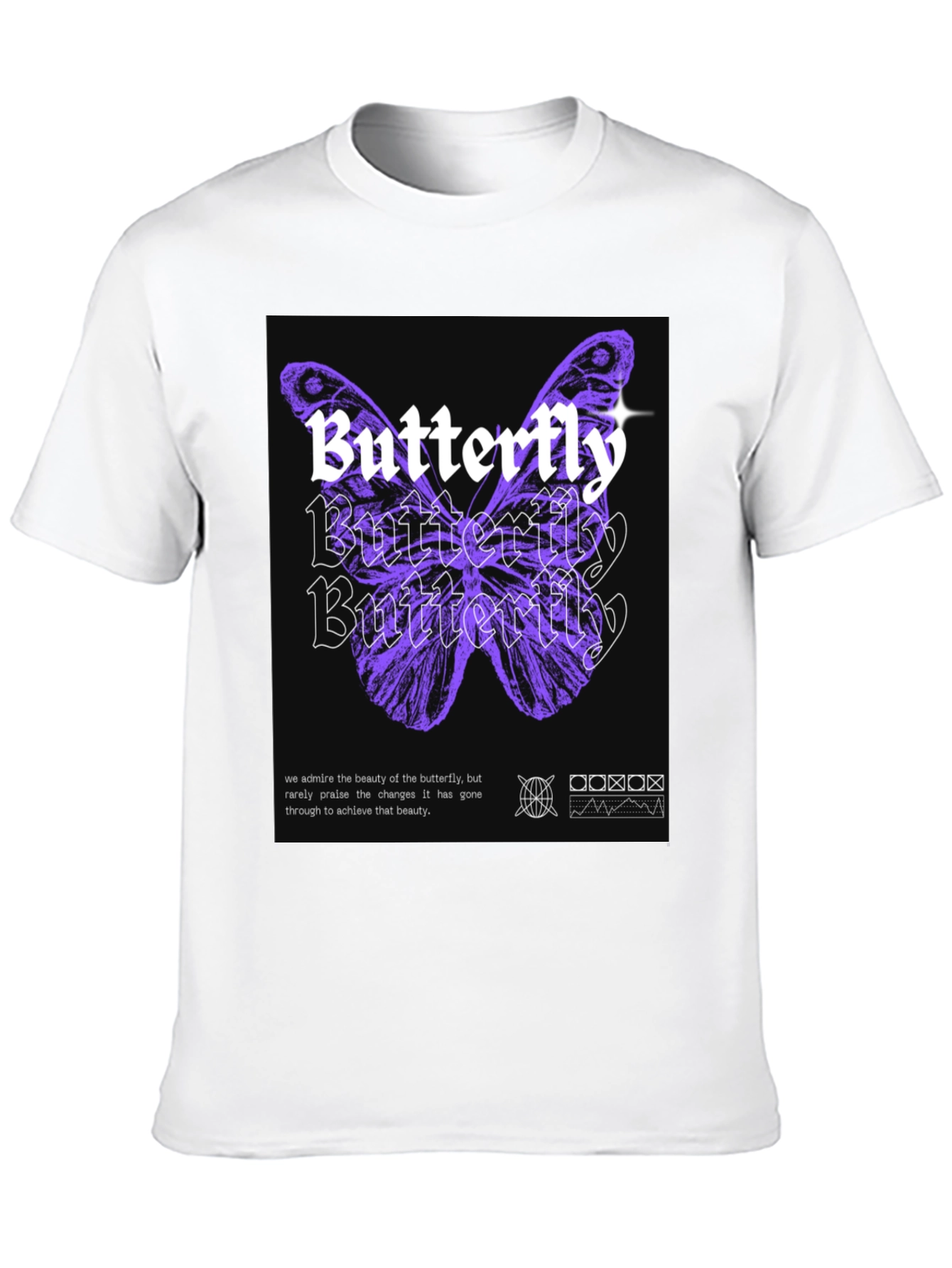 Black Butterfly Graphic Print Black T-Shirt view 10