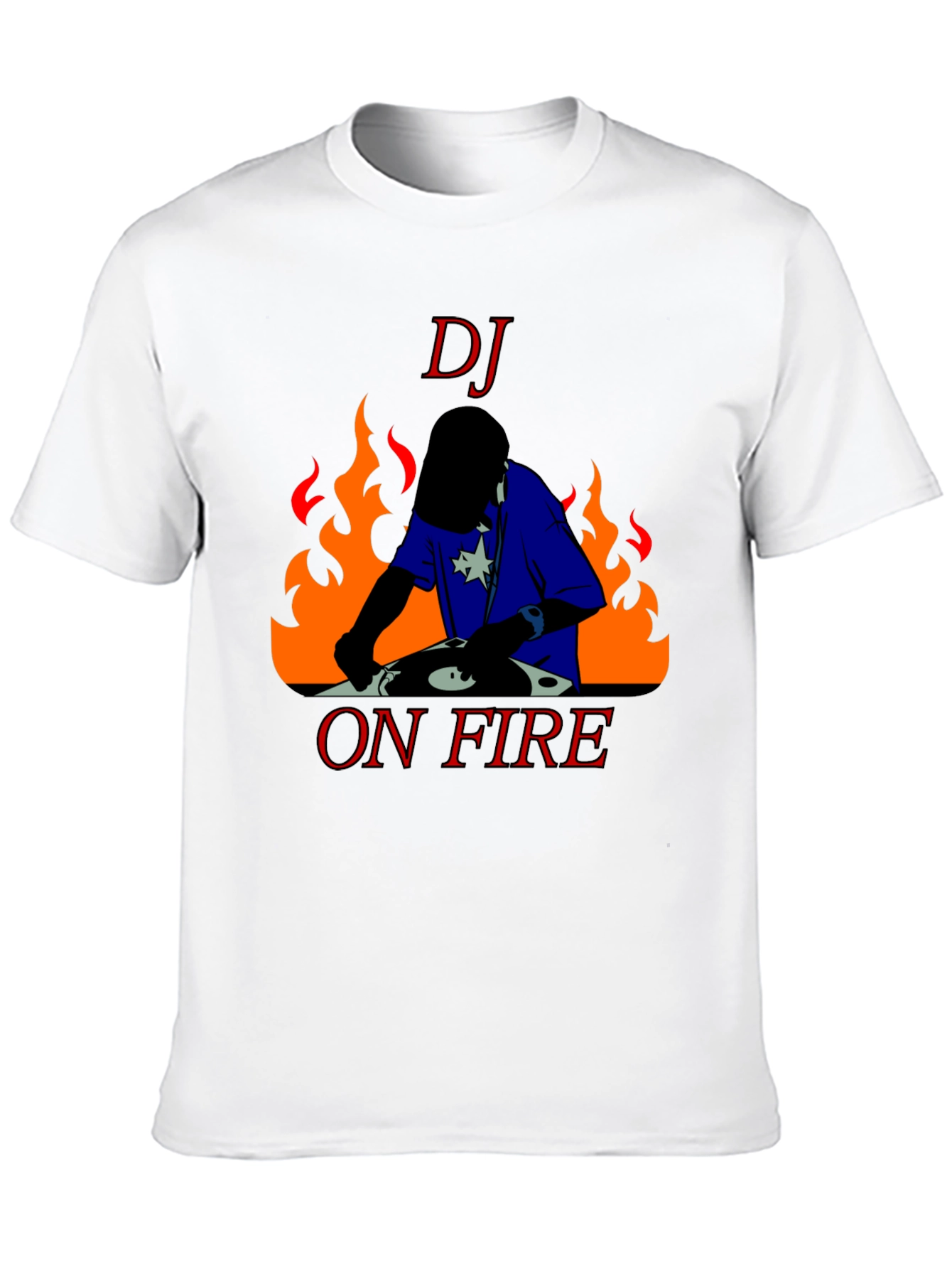 Black DJ On Fire Graphic Tee - Black Cotton T-Shirt view 10