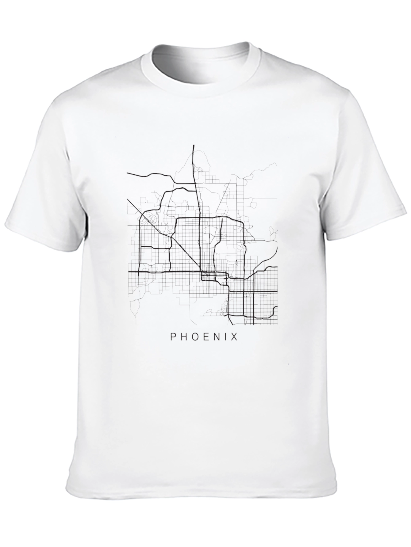 Phoenix Arizona Map Graphic Tee - Soft Cotton Black T-Shirt - 10