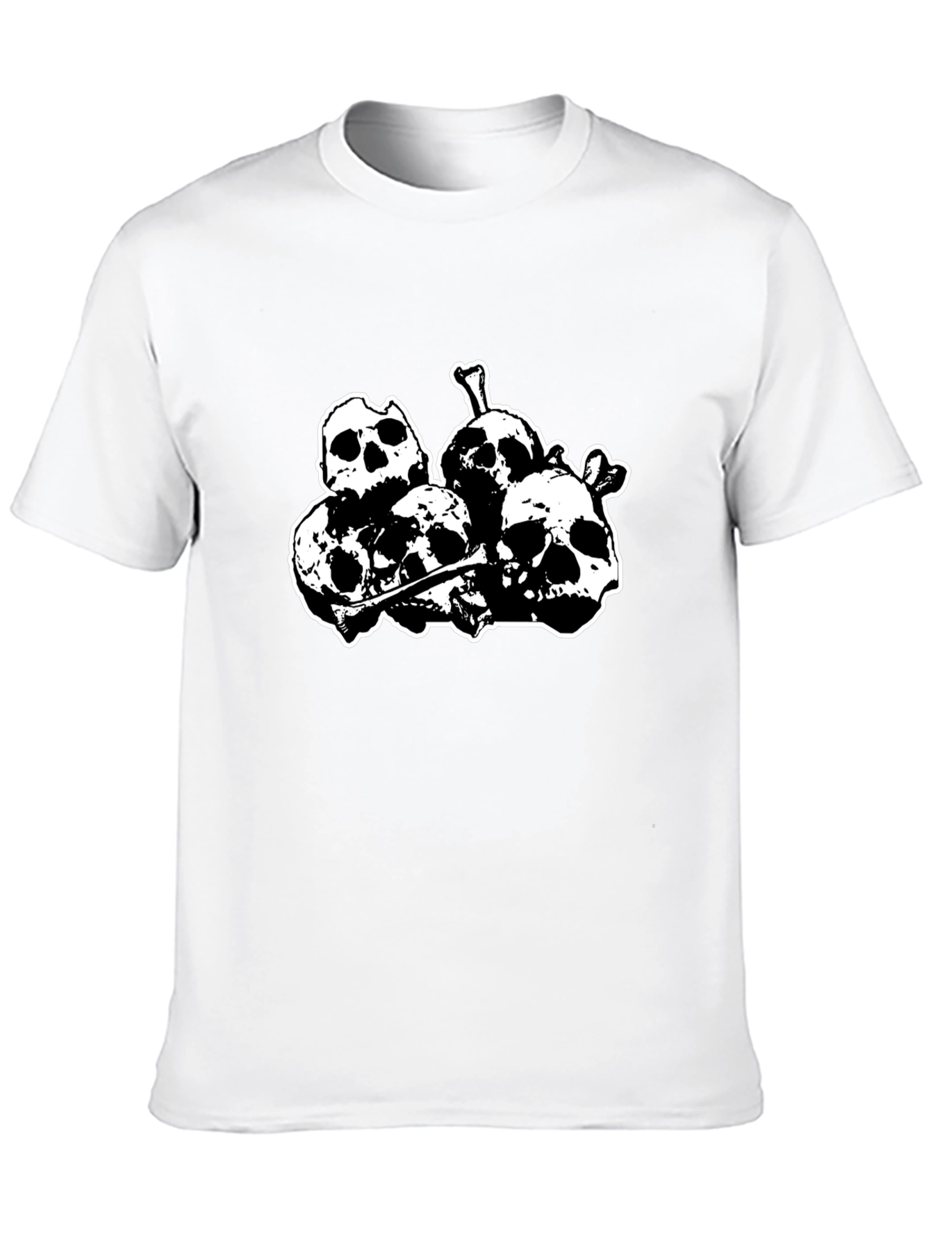 Black Skull Pile Graphic Tee - Black Cotton T-Shirt view 10