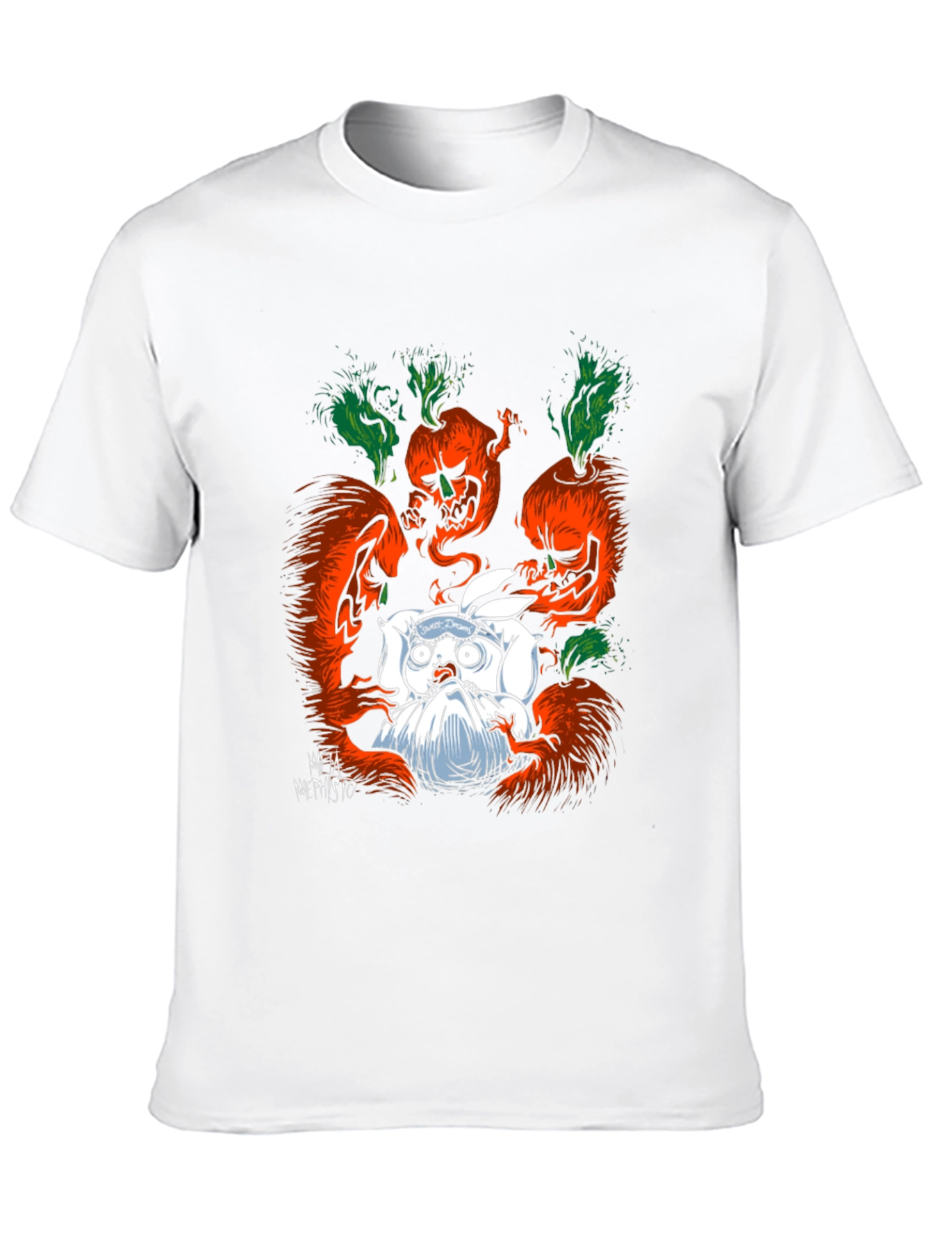 Black Spooky Carrot Rabbit T-Shirt - Dark Humor Graphic Tee view 10