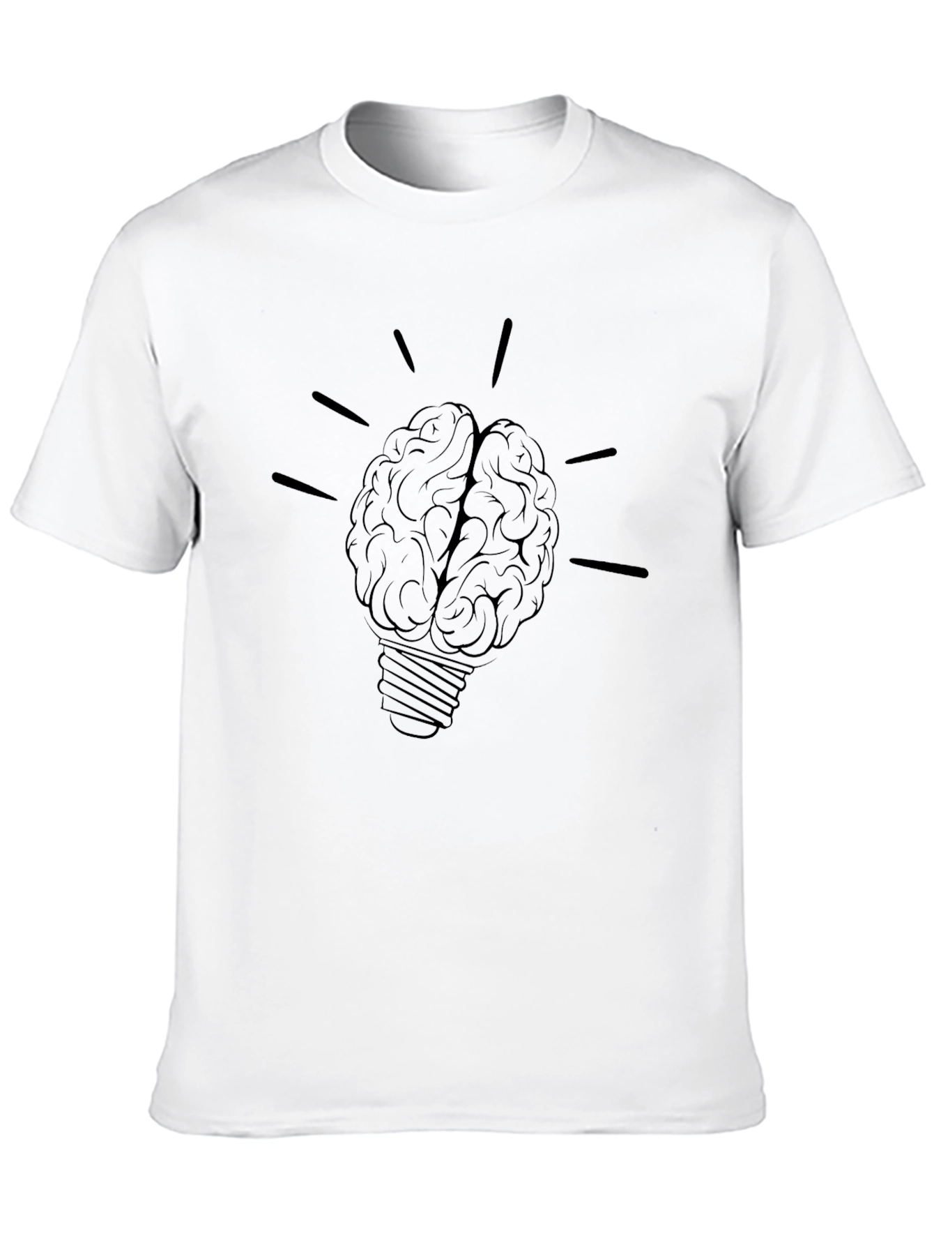 Black Brain Light Bulb Graphic Tee - Black Cotton T-Shirt view 10