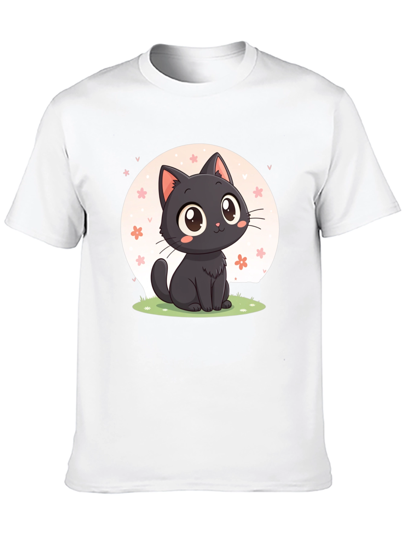 Black Cute Black Cat T-Shirt: Kawaii Cartoon Design view 10