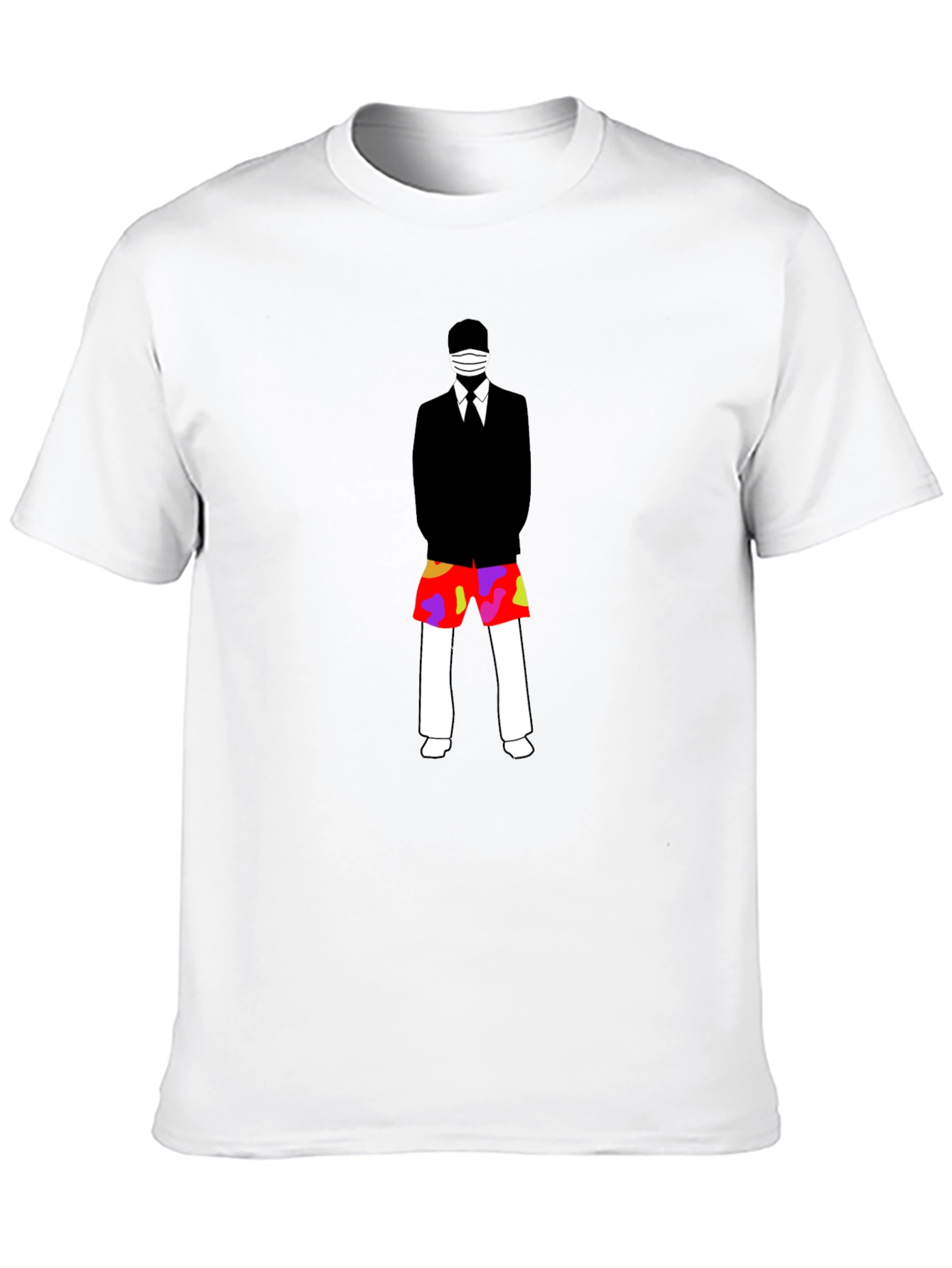 Black Masked Suit Man Summer Shorts Graphic T-Shirt view 10