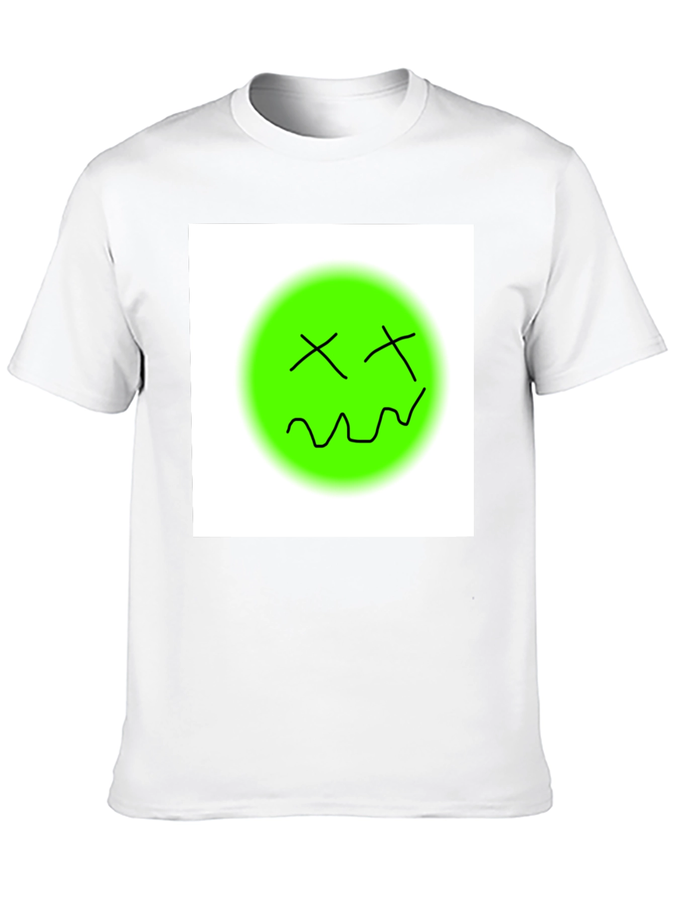 Black Unique Graphic Tee - Green Smiley Face T-Shirt view 10