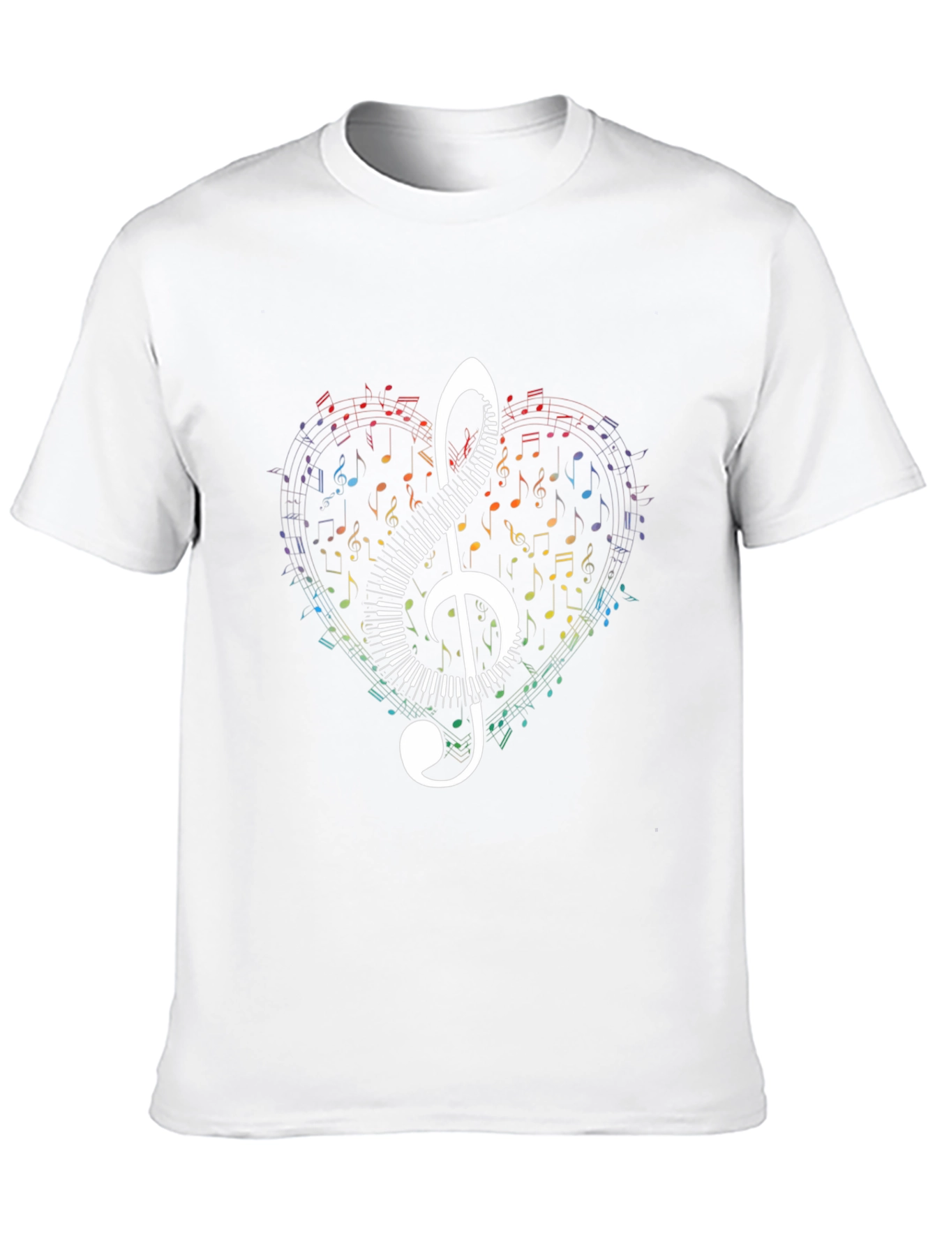 Black Music Heart T-Shirt - Treble Clef & Piano Keys Design view 10
