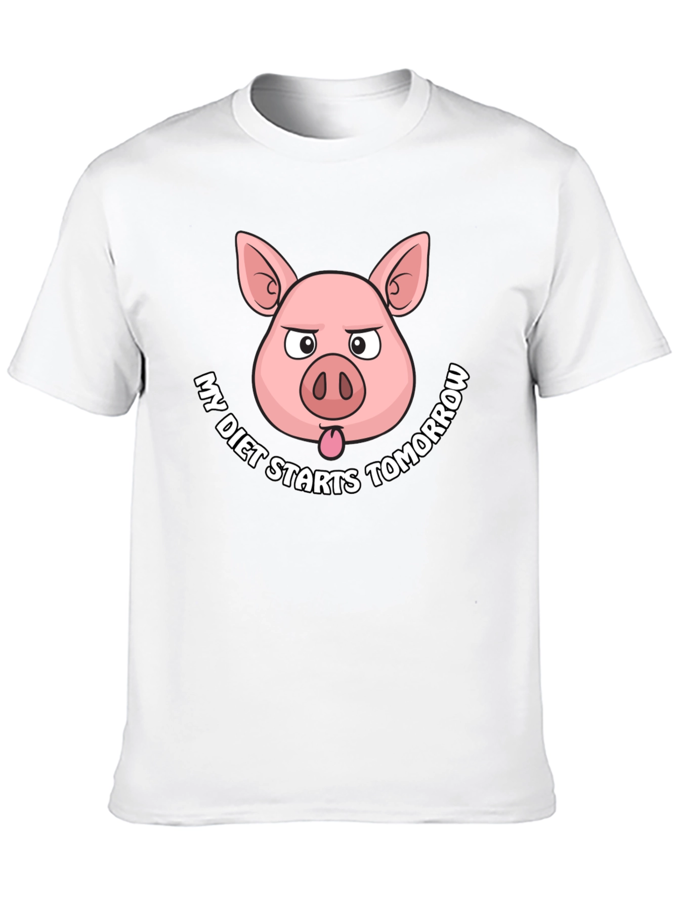 Black Funny Pig Diet T-Shirt - My Diet Starts Tomorrow view 10