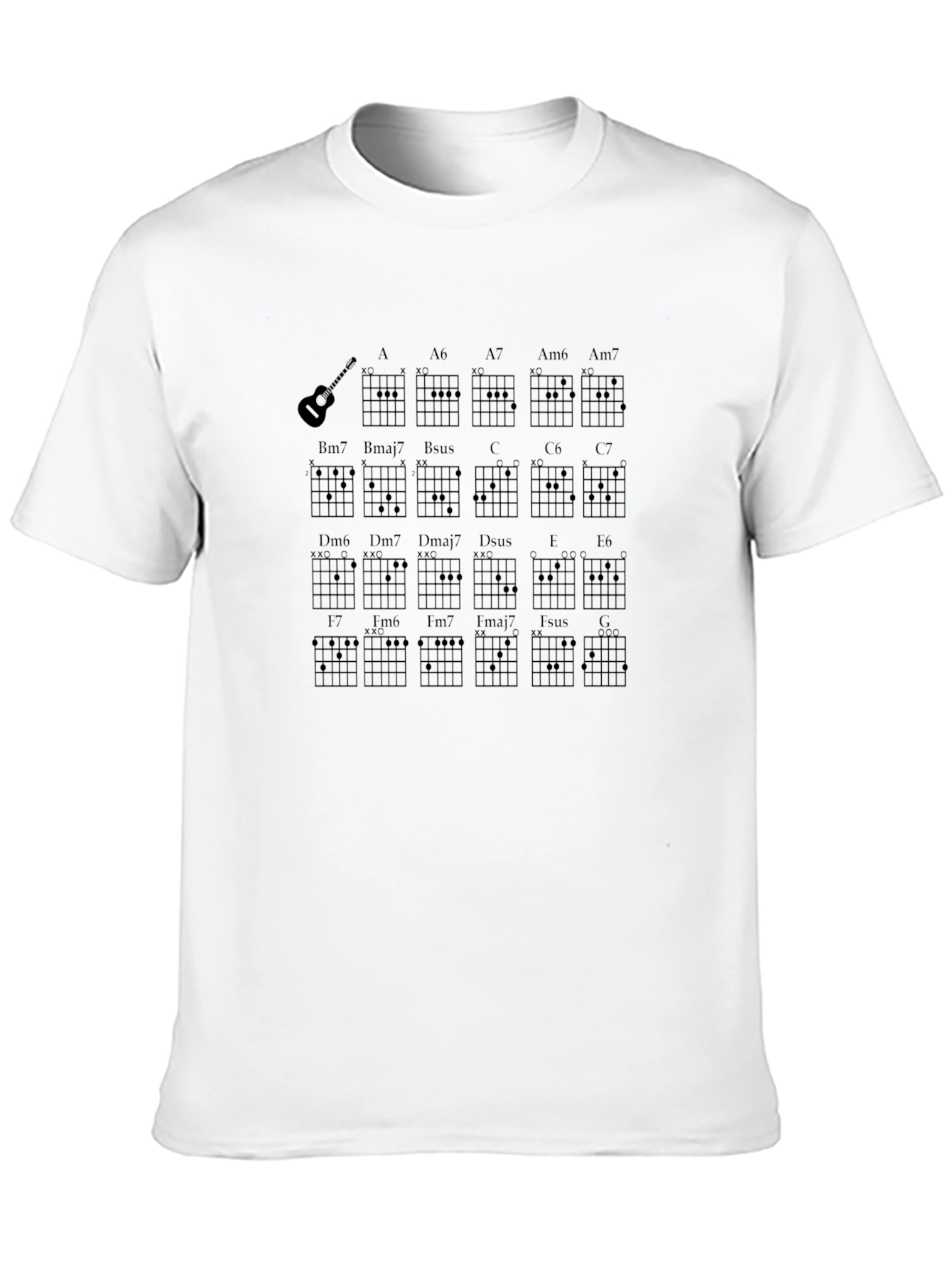 Black Guitar Chords T-Shirt - Music Lover Tee view 10