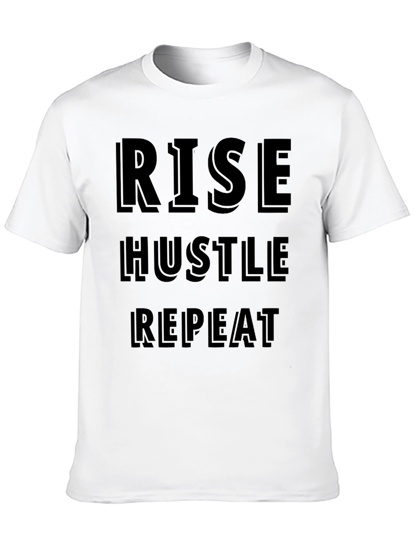 Black Rise Hustle Repeat Graphic Tee - Motivational Black T-Shirt view 10