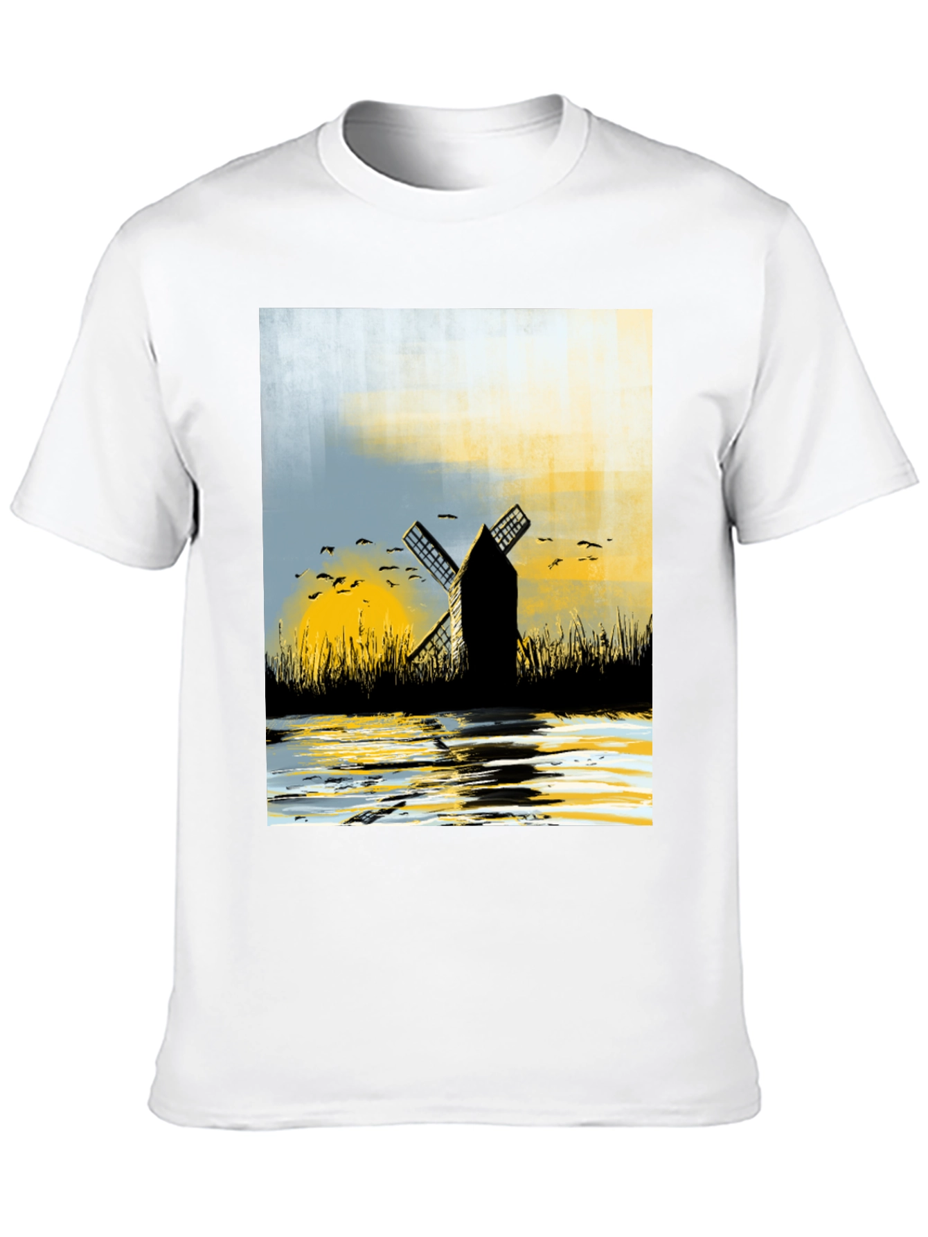 Black Windmill Graphic Tee - Artistic Black T-Shirt view 10