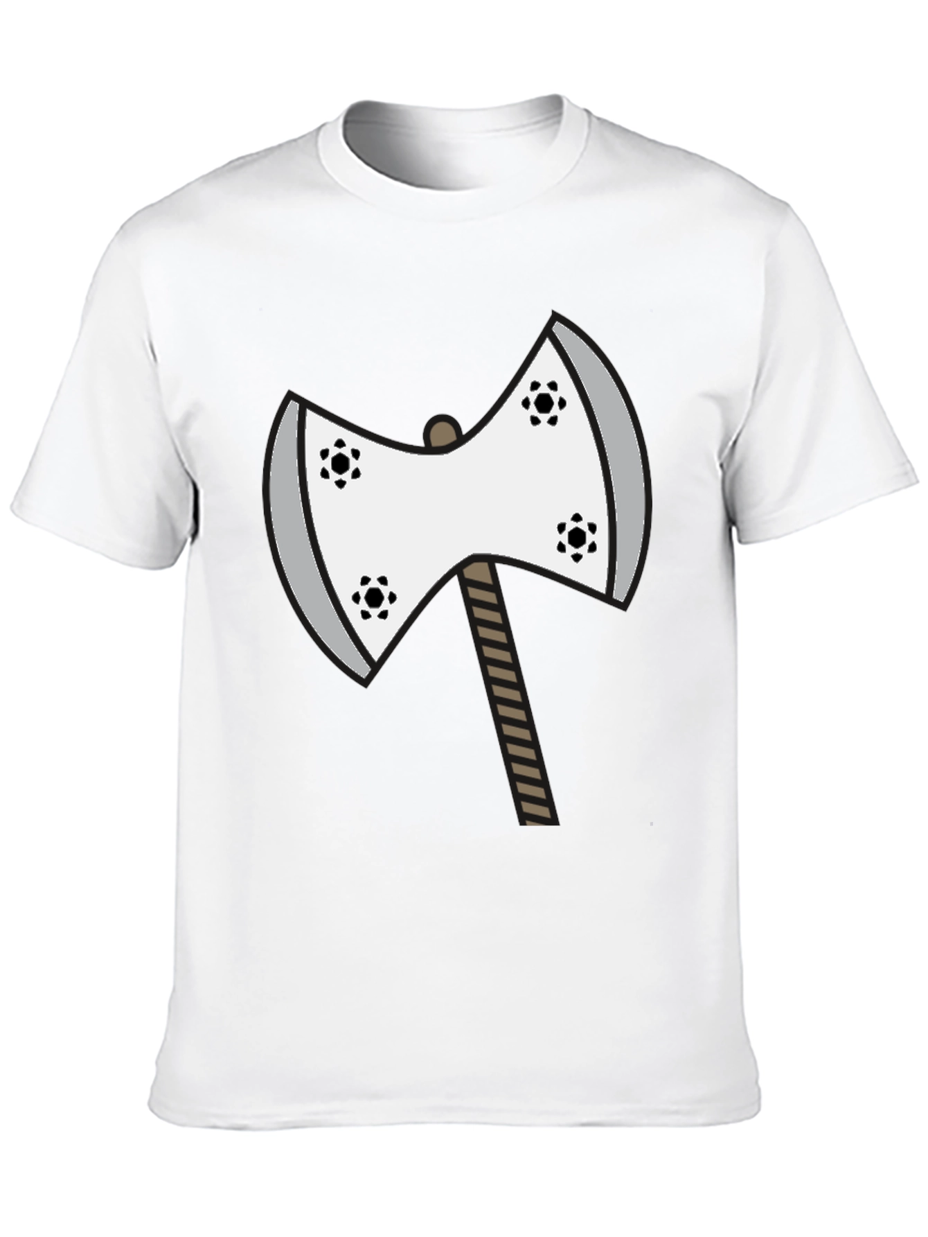 Black Axe Graphic Tee - Unique Cartoon Double Axe Design view 10