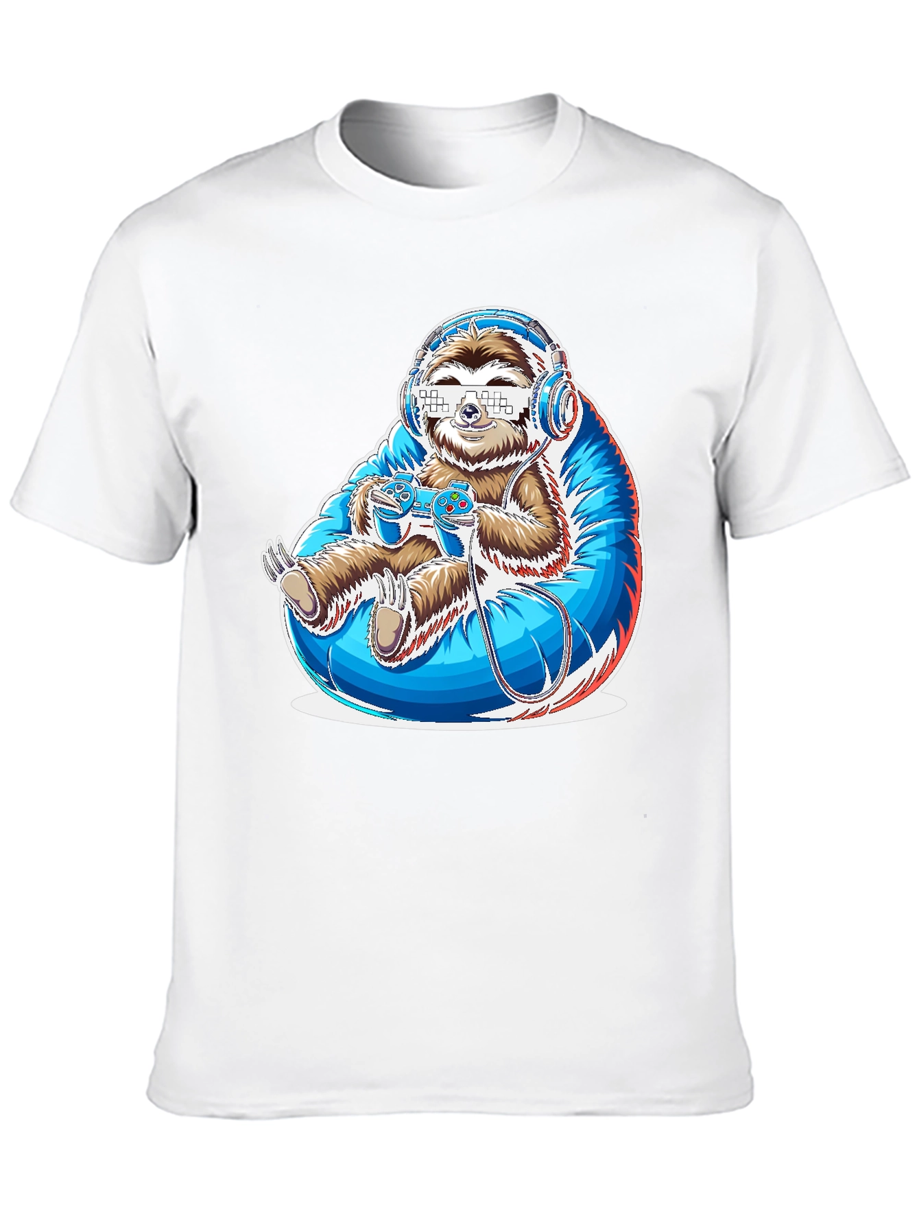 Black Gamer Sloth Graphic Tee - Funny Cool Relaxed Style view 10