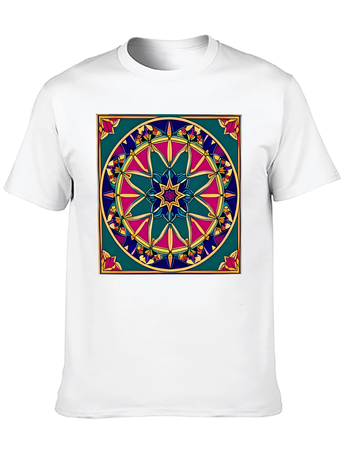 Black Geometric Mandala Design Black T-Shirt view 10