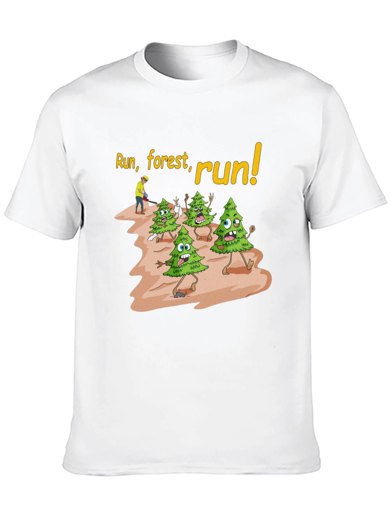 Black Run Forest Run T-Shirt Funny Cartoon Trees view 10