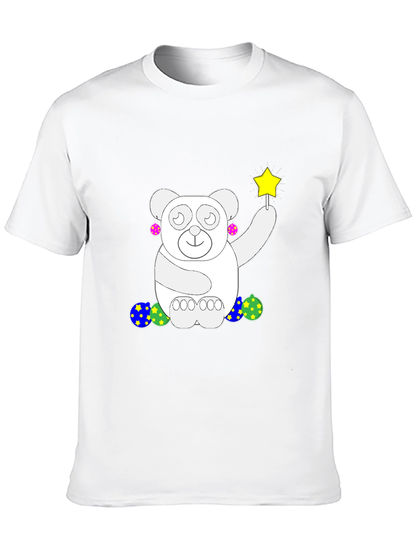 Black Whimsical Bear Graphic Tee - Black Cotton Comfort view 10