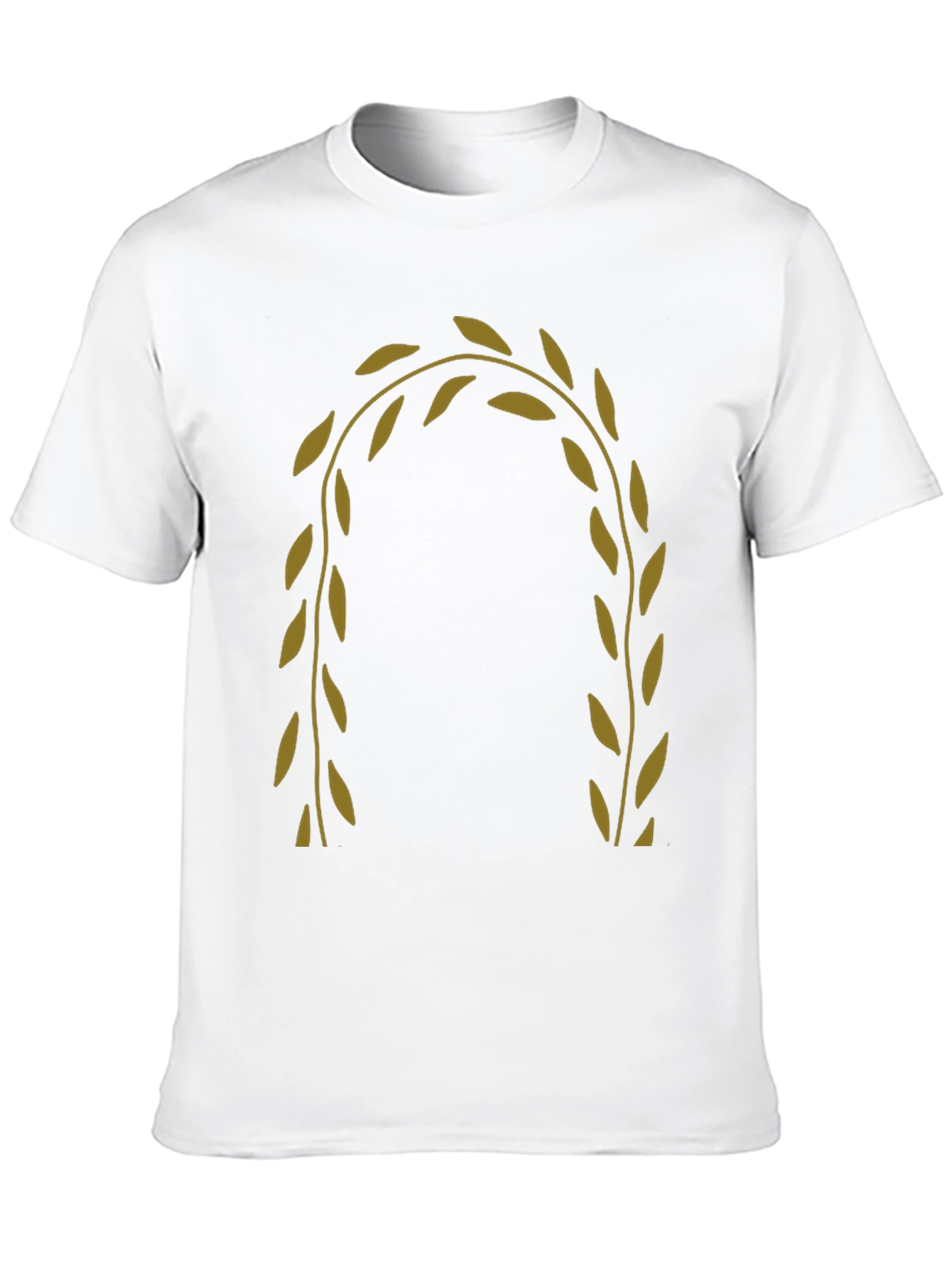 Black Men's Black T-Shirt with Olive Branch Design view 10