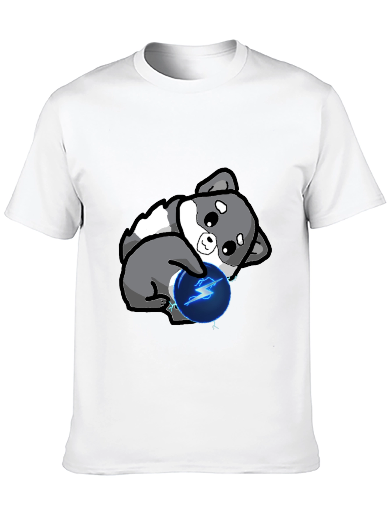 Black Cute Doge with Lightning Ball T-Shirt view 10