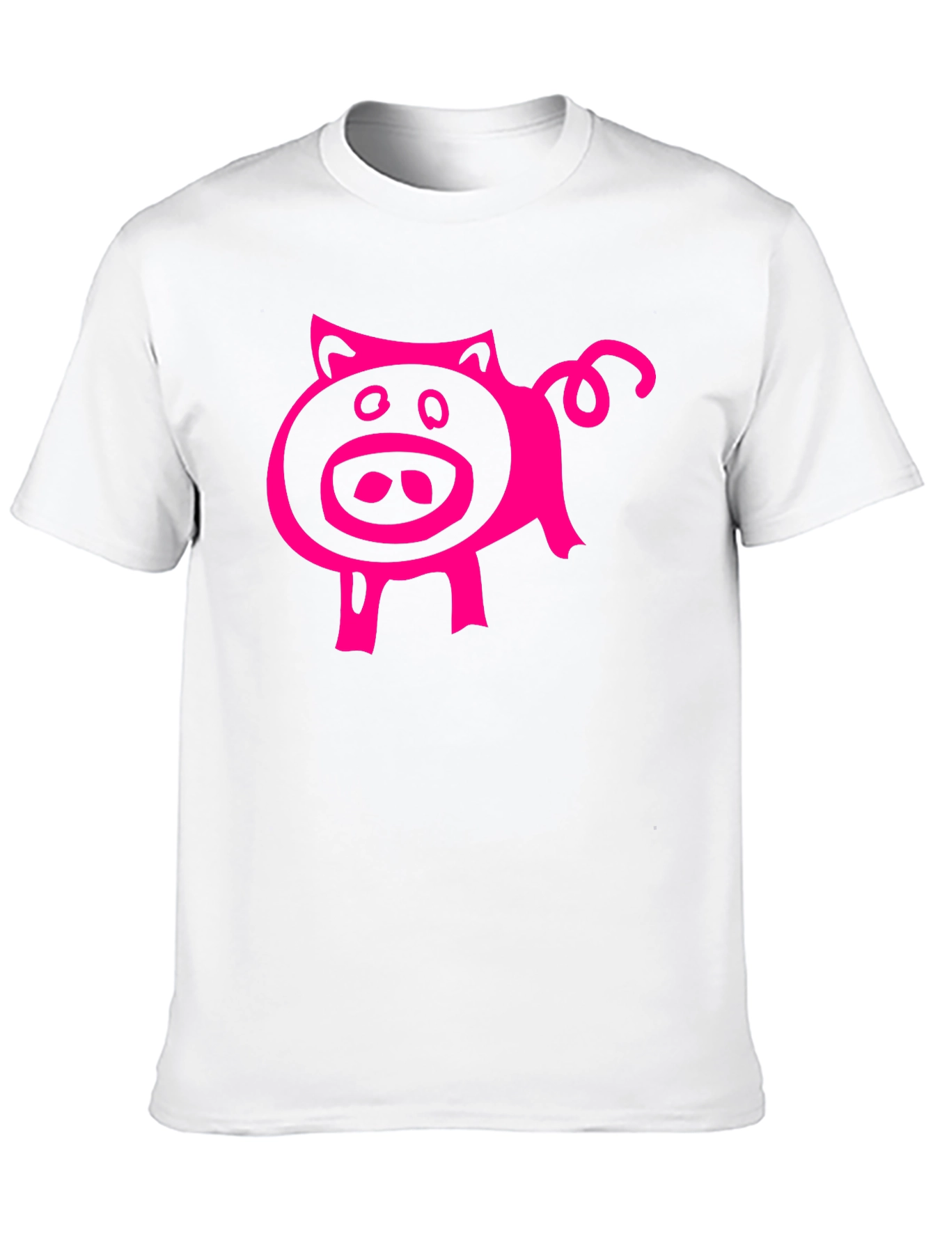 Black Pink Pig Graphic Tee - Black Cotton Blend Casual T-Shirt view 10