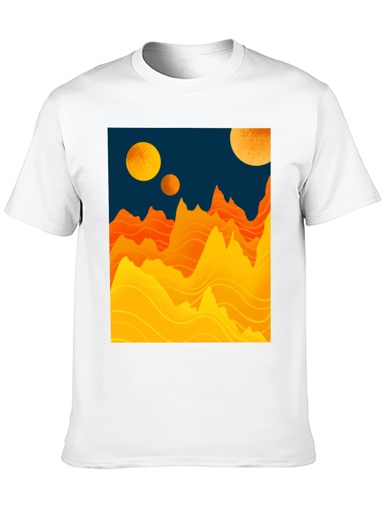 Black Planetary Graphic Tee - Sci-Fi Mountainscape Design view 10