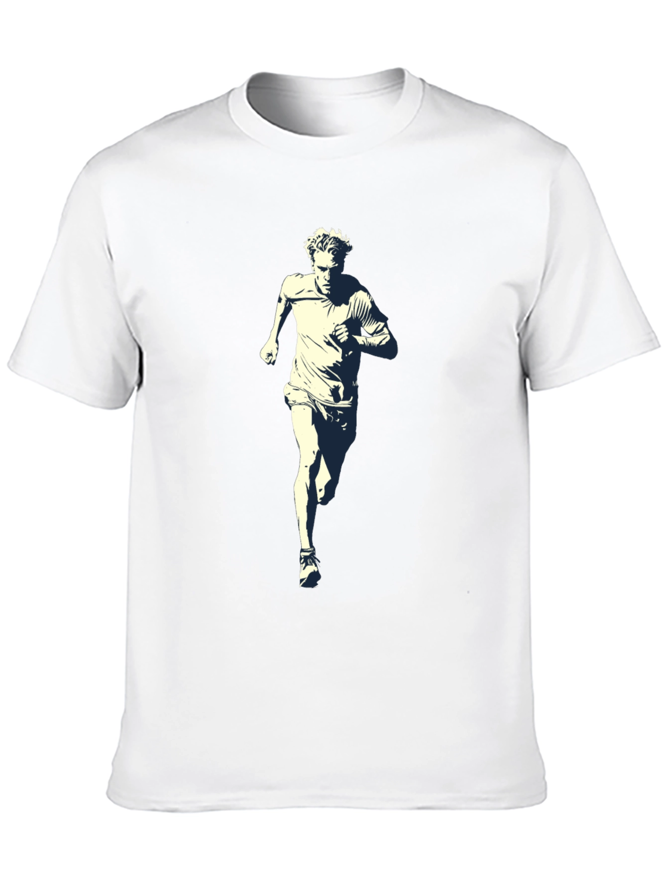 Black Men's Black T-Shirt with Runner Graphic view 10
