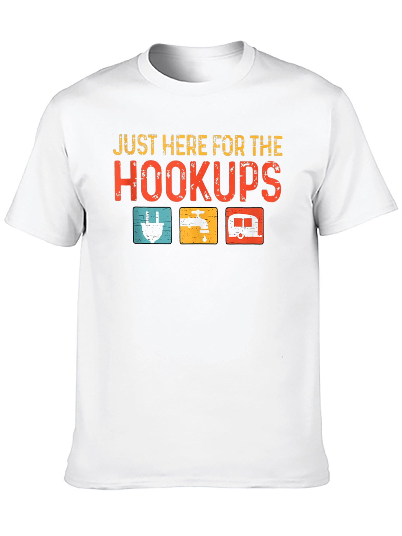 Black Just Here For The Hookups Camping T-Shirt view 10