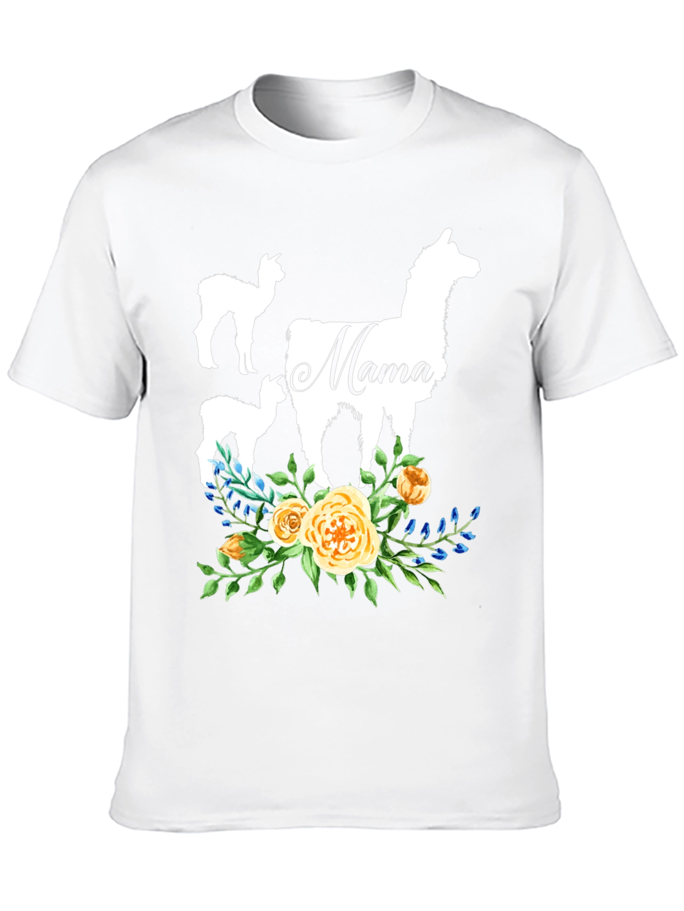 Black Mama Llama Floral T-Shirt Cute Alpaca Mom Tee view 10