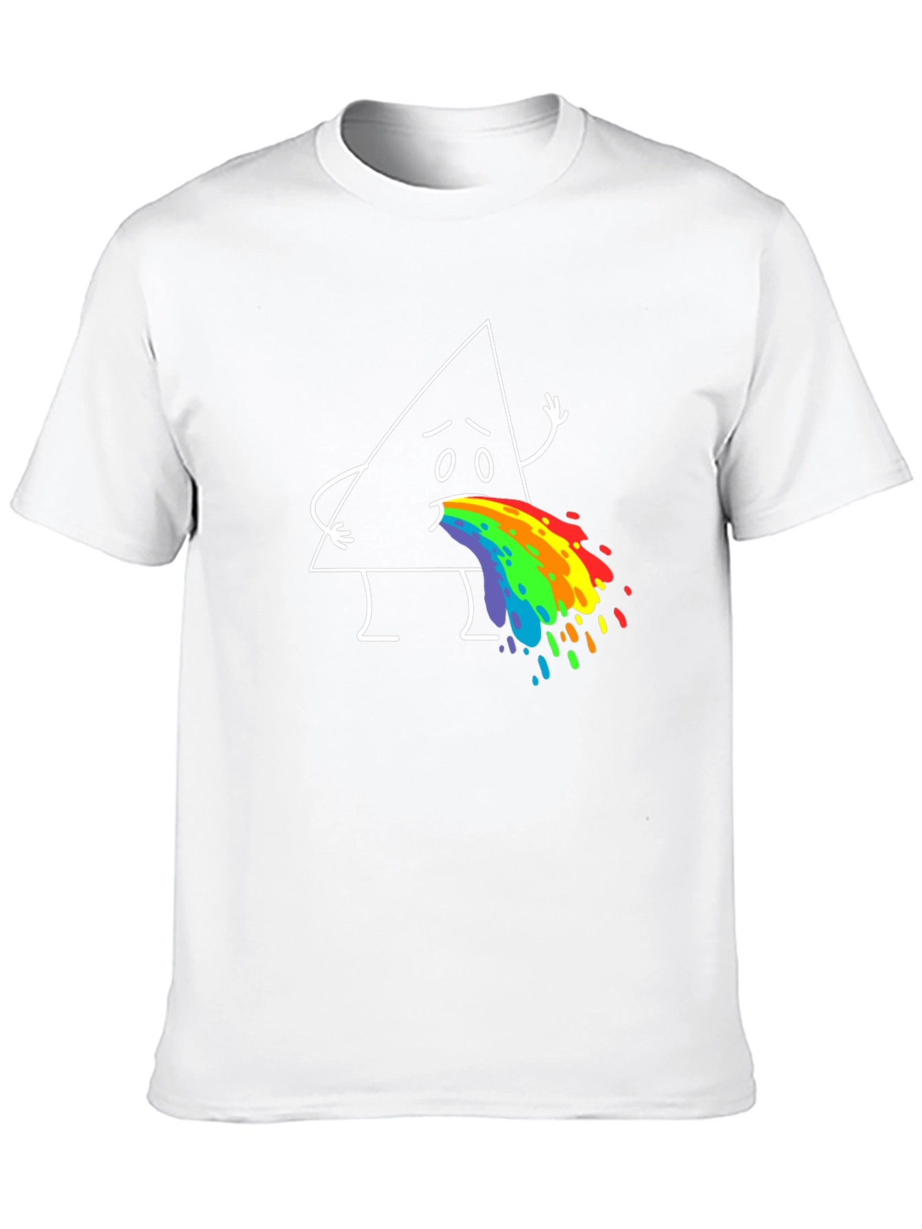 Black Funny Triangle Rainbow Puke Graphic Tee view 10