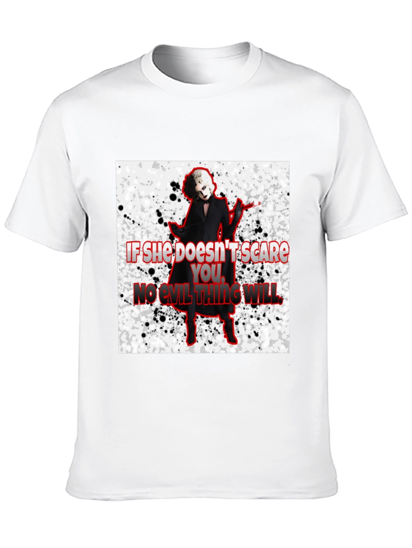 Black Horror Movie Villain T-Shirt - "If She Doesn't Scare You..." view 10