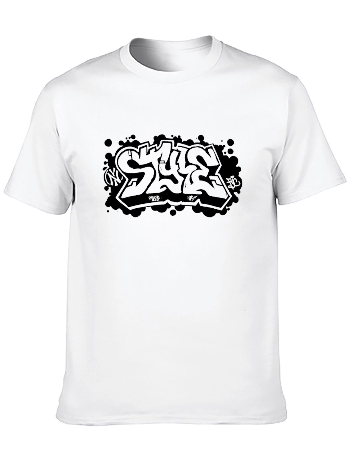 Black Men's Black Graphic Tee - Graffiti Style view 10