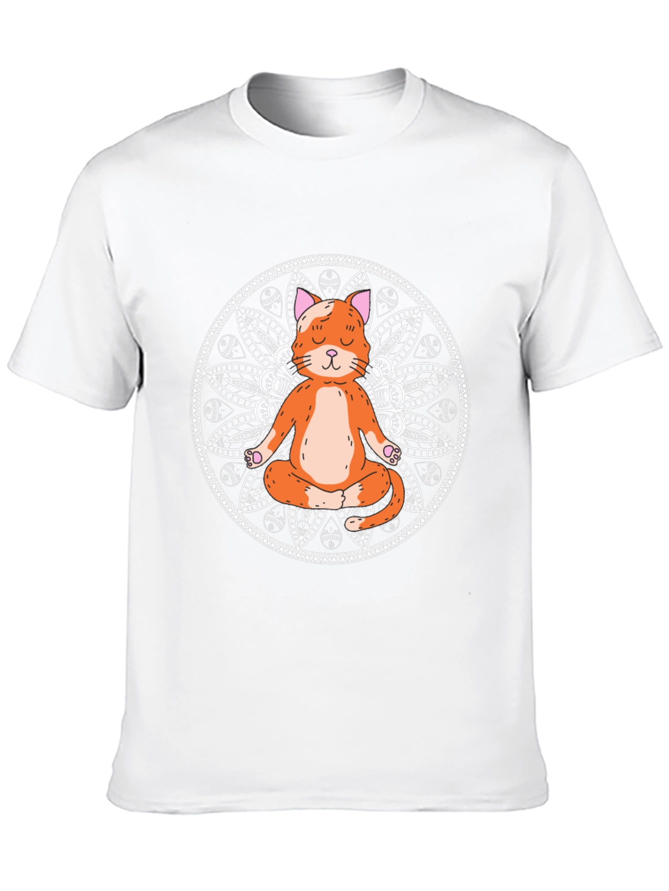 Black Yoga Cat Mandala Black T-Shirt - Meditating Feline view 10