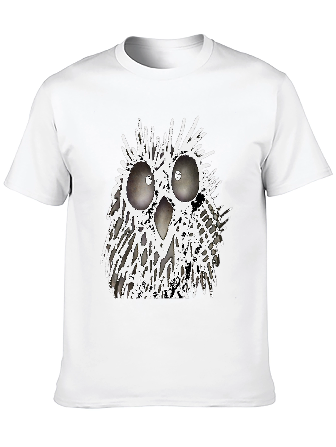 Black Abstract Owl Graphic T-Shirt - Black Crew Neck Tee view 10