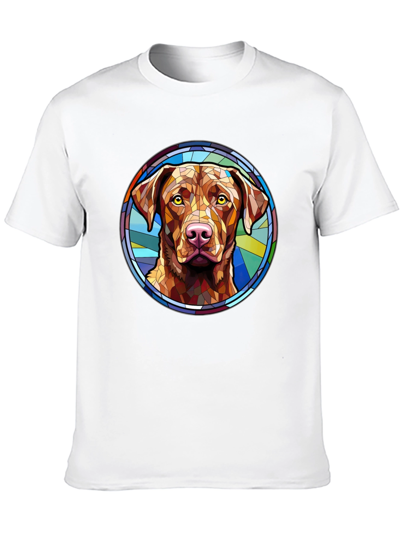 Black Dog Breed Stained Glass Style Tee view 10
