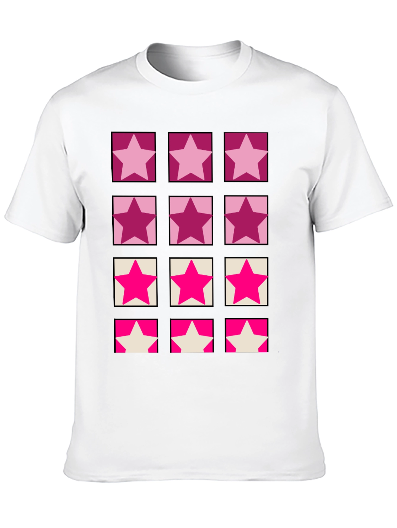 Black Star Pattern Crew Neck T-Shirt view 10