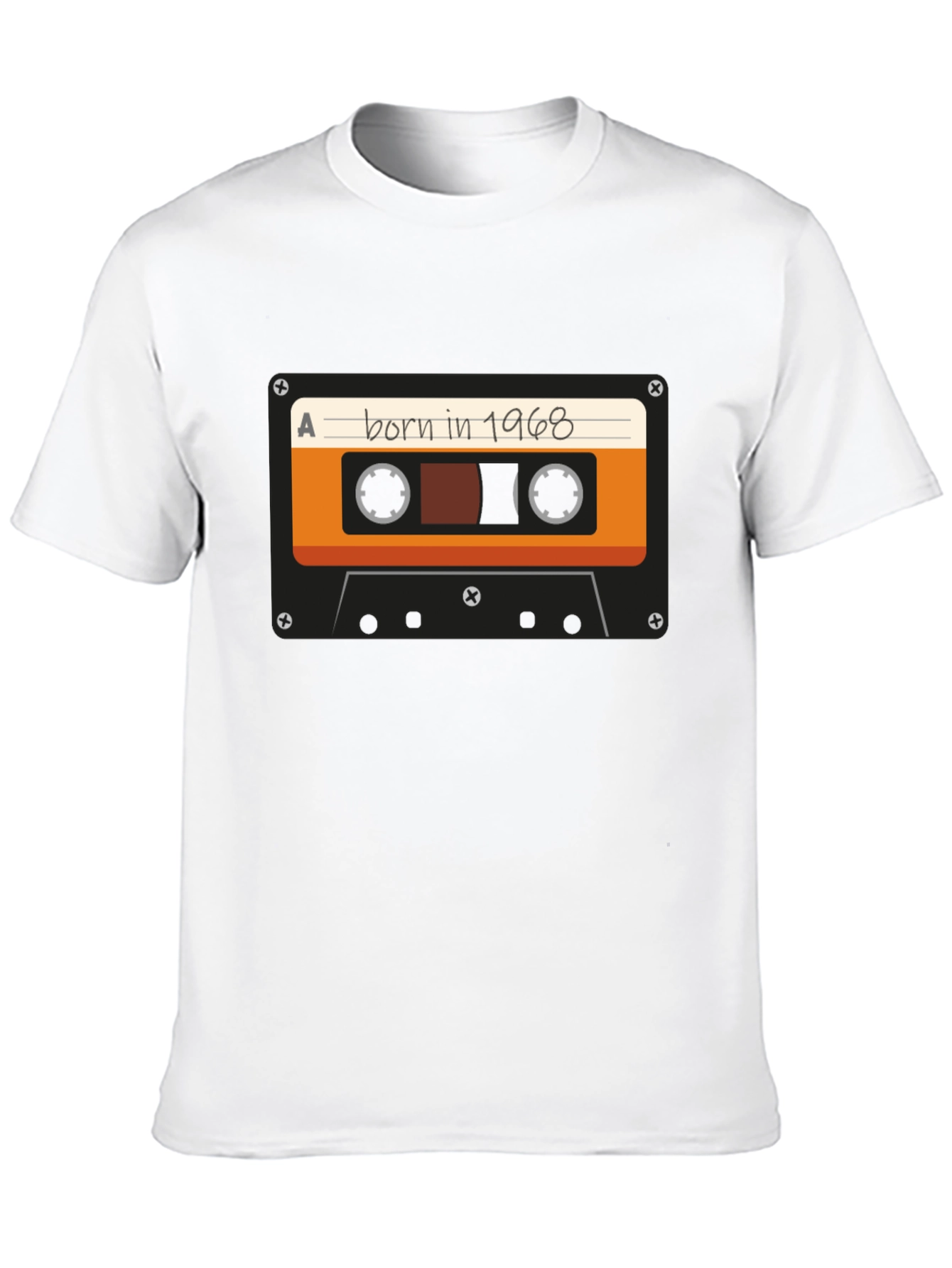 Black Born in 1968 Cassette Tape T-Shirt - Retro Birthday Tee view 10
