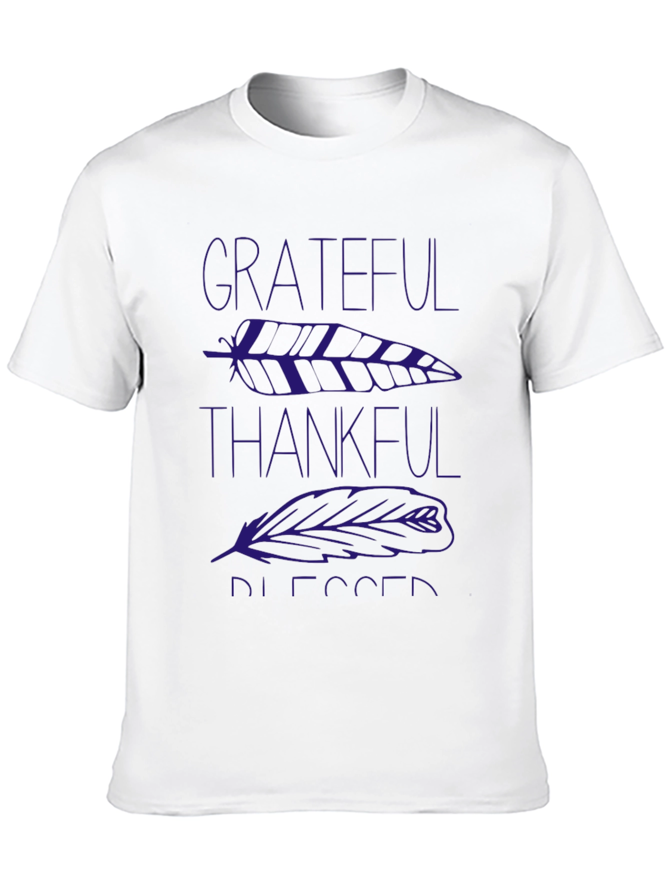 Black Grateful Thankful Blessed Feather Graphic T-Shirt view 10