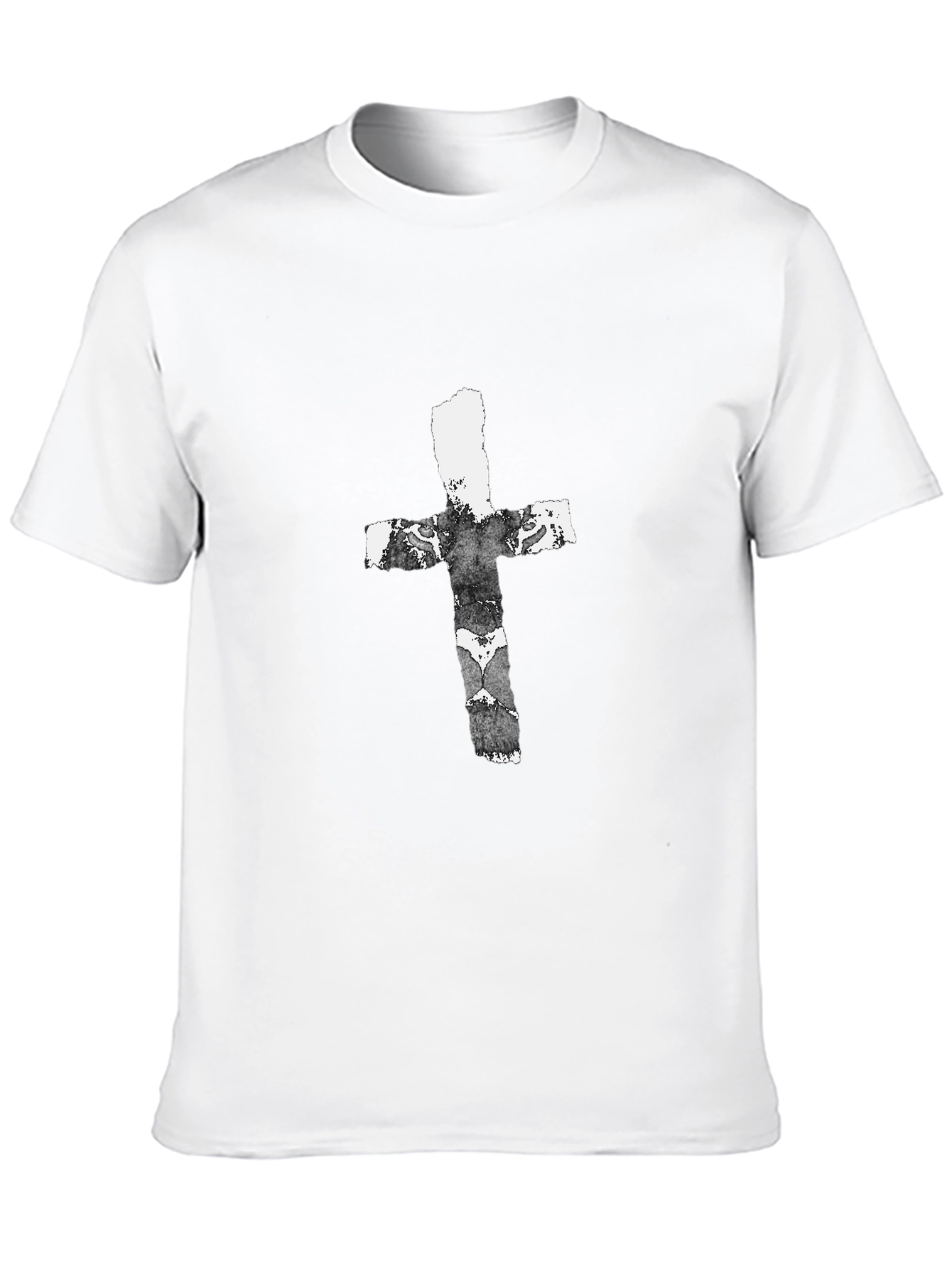 Black Grunge Cross Graphic Black T-Shirt view 10