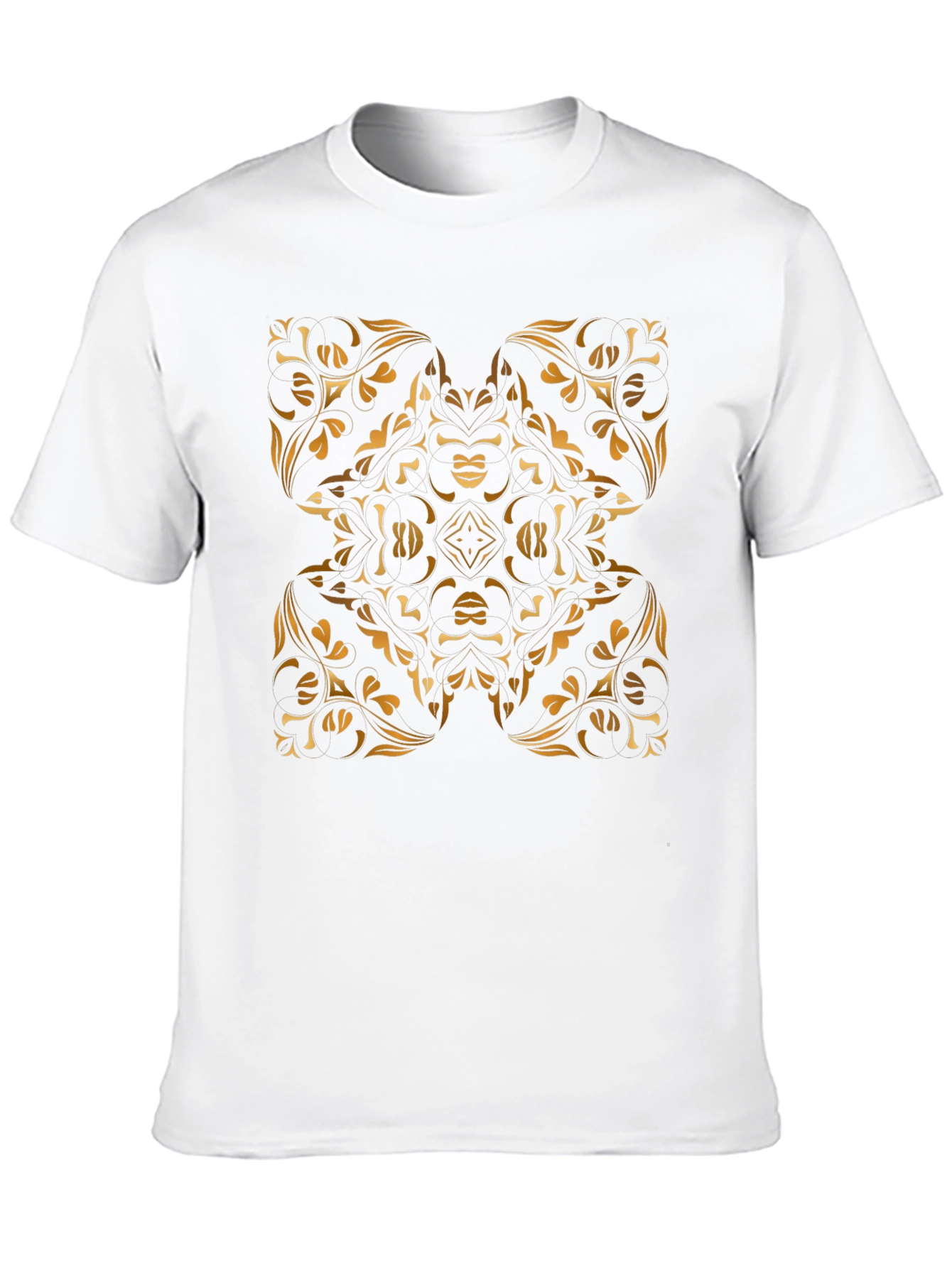 Black Stylish Black Tee with Gold Floral Mandala Design view 10