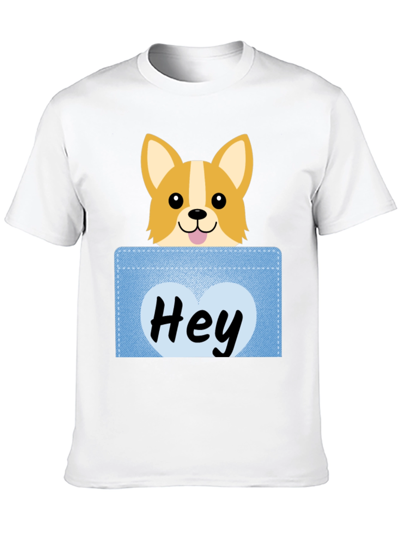 Black Cute Corgi Peek-a-Boo Pocket T-Shirt view 10