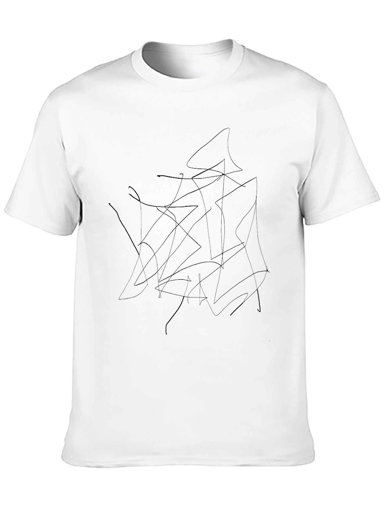 Black Abstract Scribble Black Cotton T-Shirt view 10