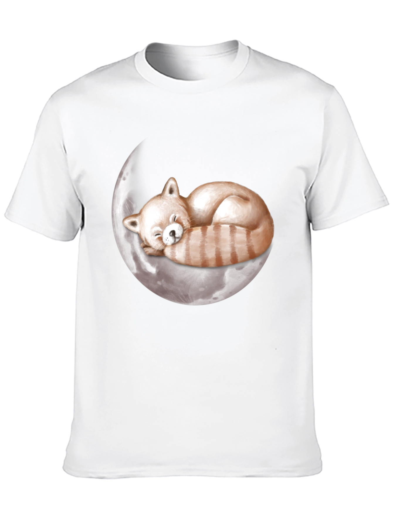 Black Red Panda Moon Sleep T-Shirt view 10