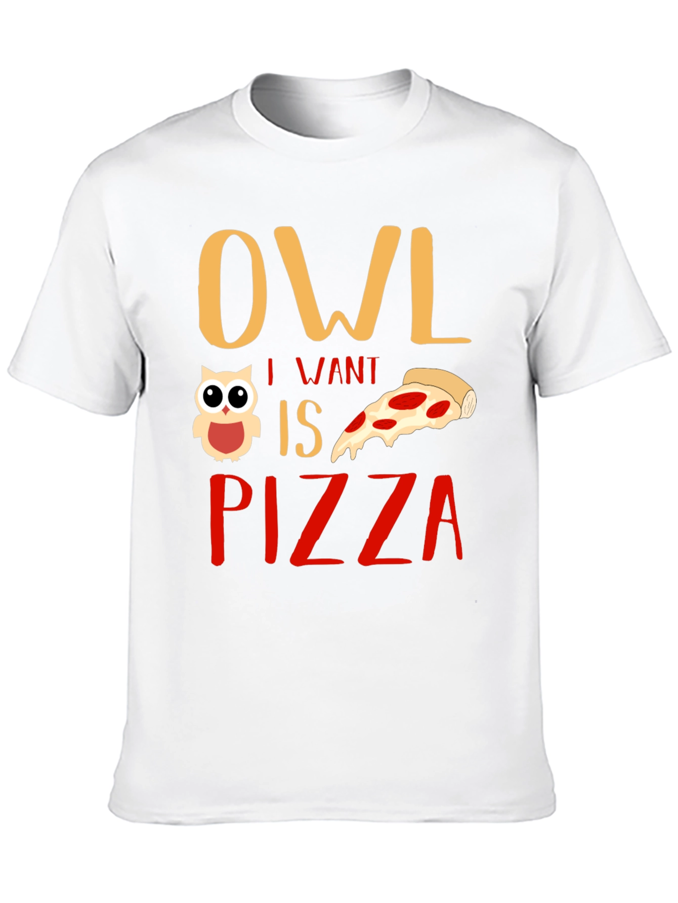 Black Owl I Want is Pizza Graphic T-Shirt view 10