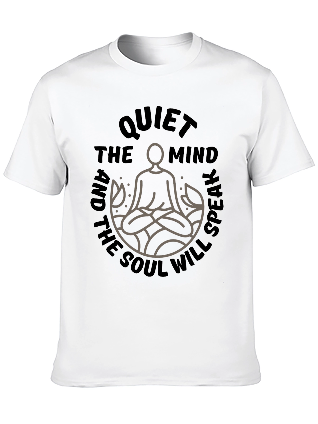 Black Quiet Mind Soul Speak Graphic Tee - Zen Meditation Shirt view 10