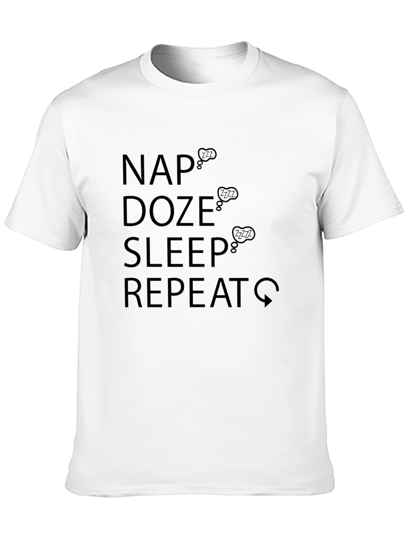 Black Nap Doze Sleep Repeat Men's Black Graphic Tee view 10