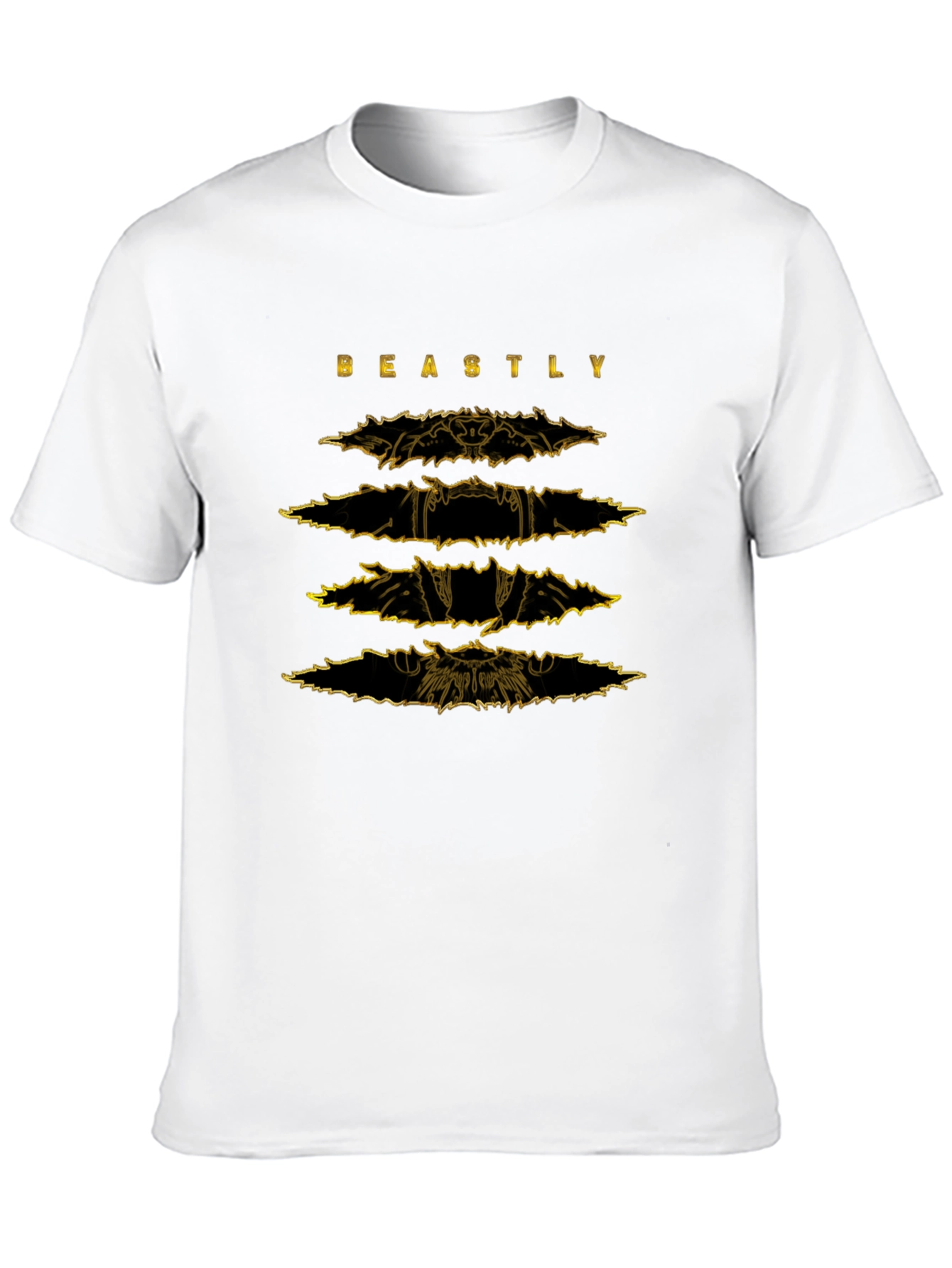 Black Beastly Graphic Print Men's Black T-Shirt view 10