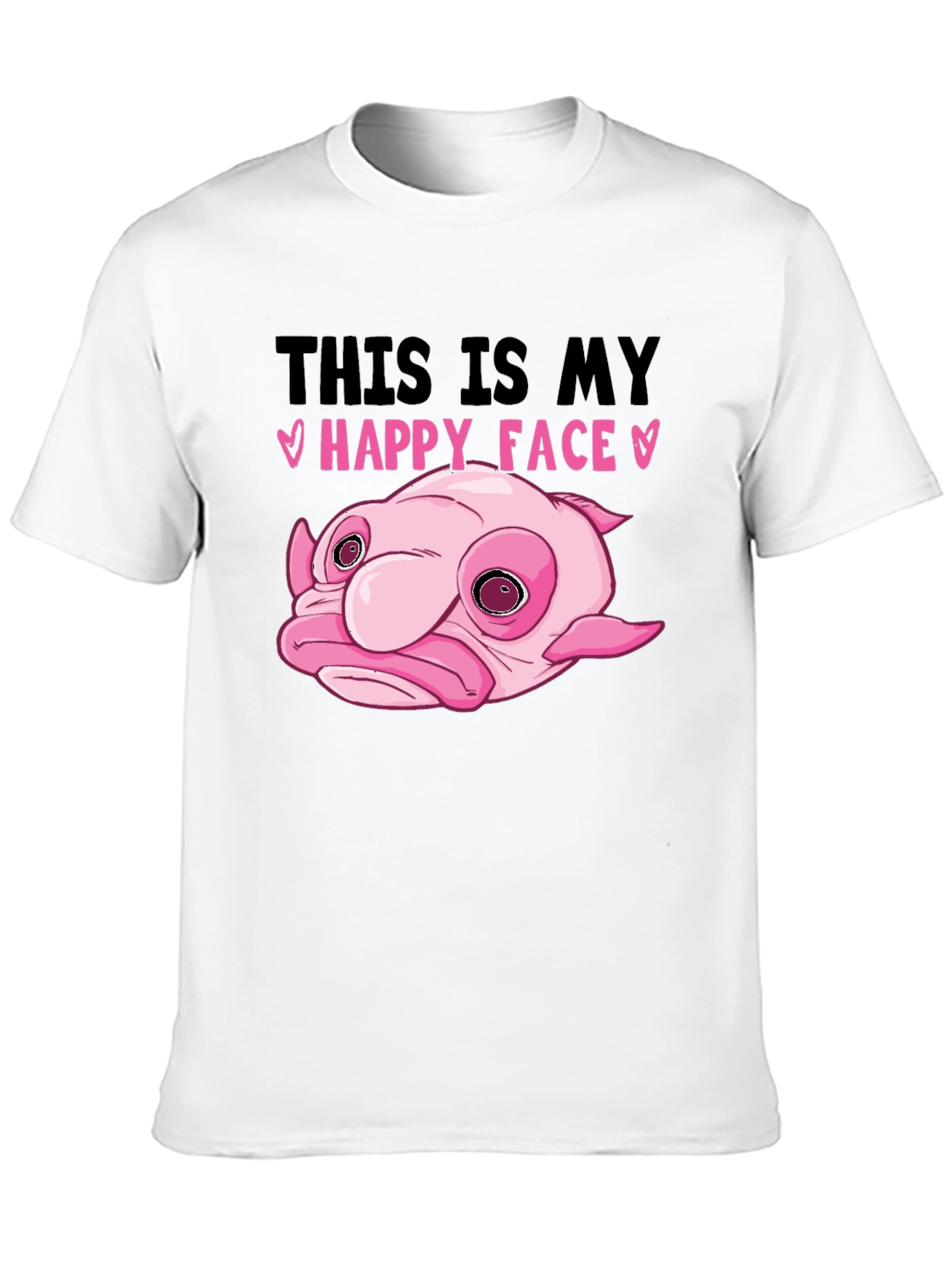 Black Blobfish Happy Face Black T-Shirt view 10