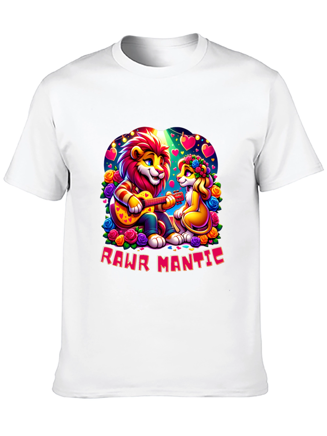 Black Rawr Mantic Lion Couple Graphic Tee view 10