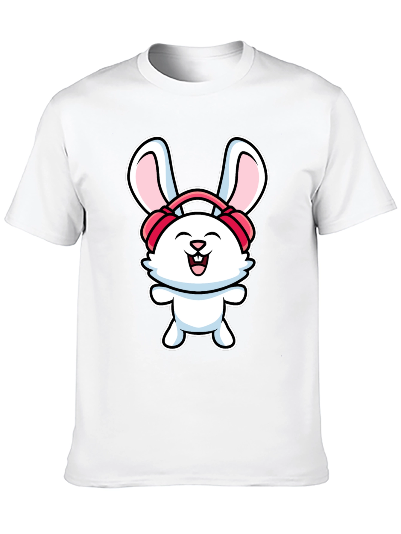 Black Bunny Headphones Graphic T-Shirt view 10