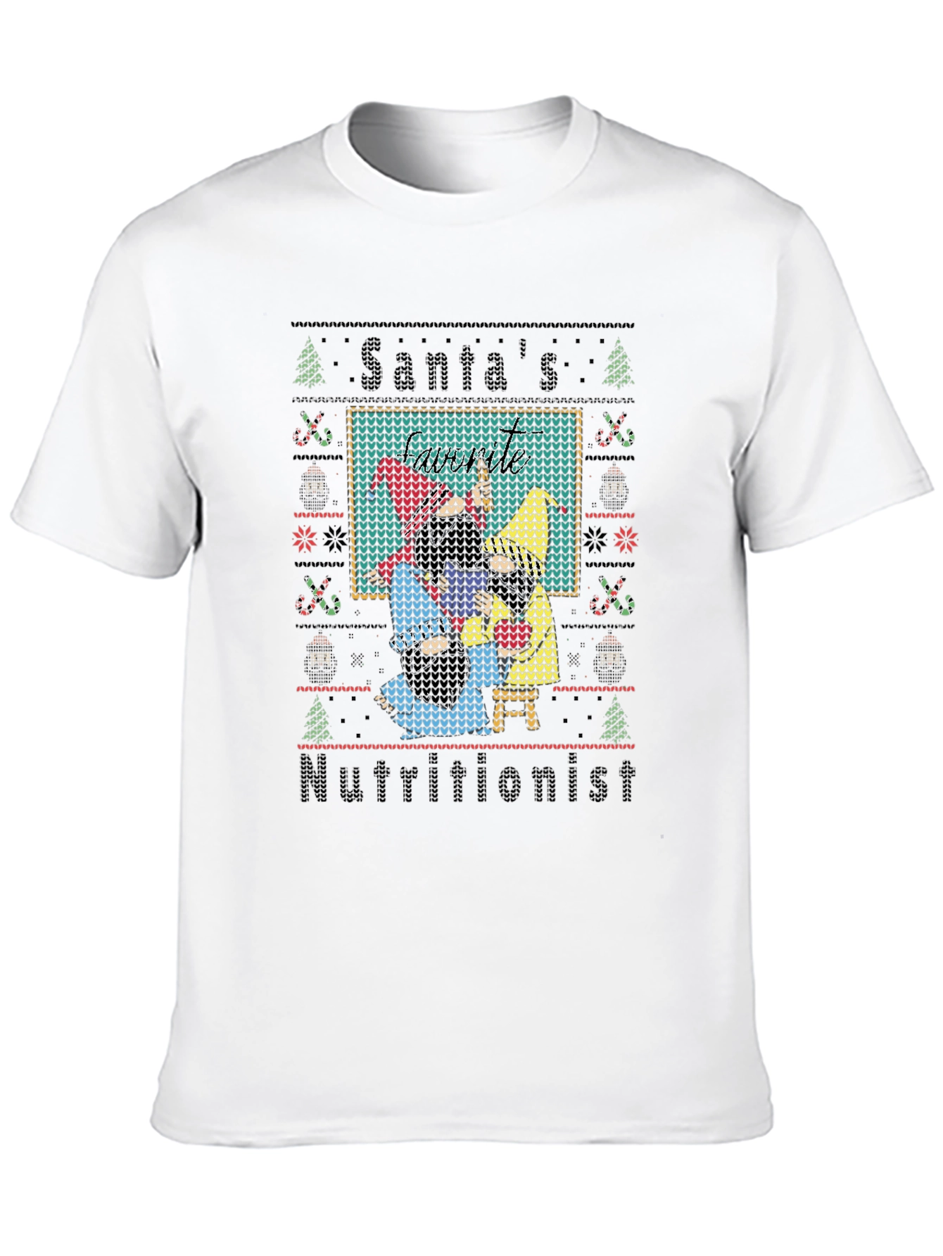 Black Santa's Nutritionist Ugly Christmas Sweater T-Shirt view 10